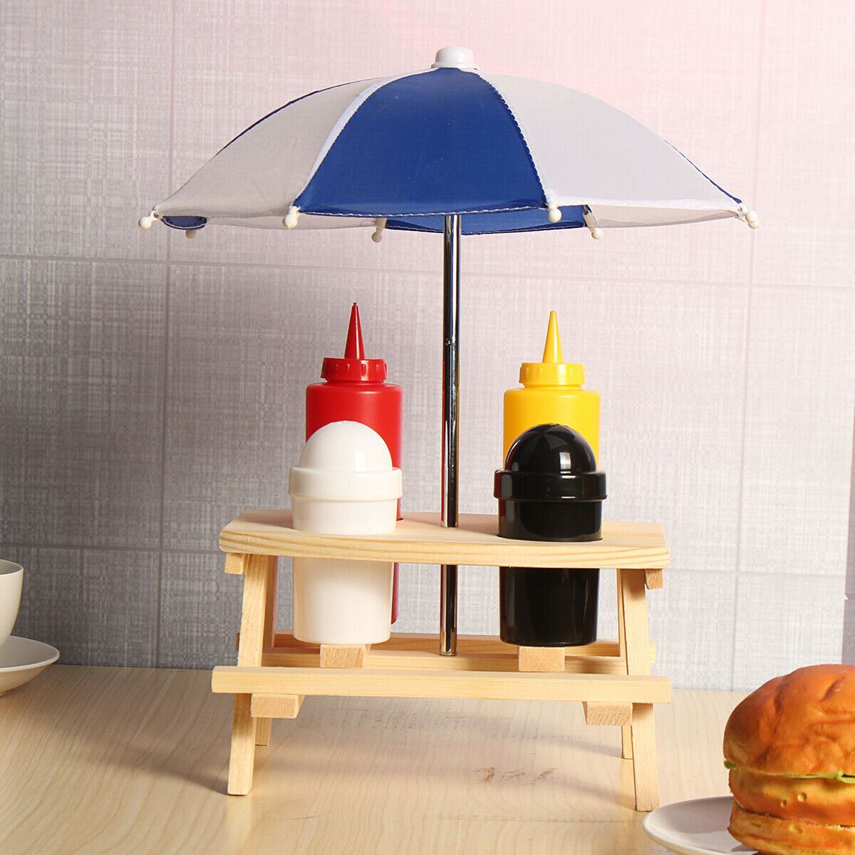 Picnic Table Parasol Condiment Set for Outdoor Picnics and Barbecues ...