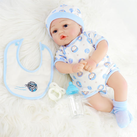 Lifelike Reborn Baby Boy Doll with Open Eyes 17" by BiBi Doll - UKBuyZone