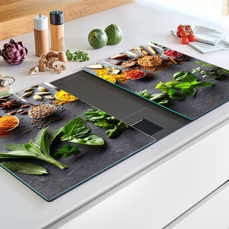 Glass Cutting Boards with Spoon & Herbs Design by Geezy - UKBuyZone