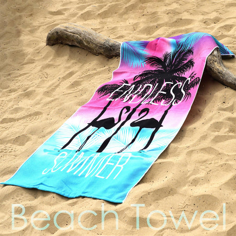 Beach Bath Towel Flamingo Design Microfibre Towel by GEEZY - UKBuyZone
