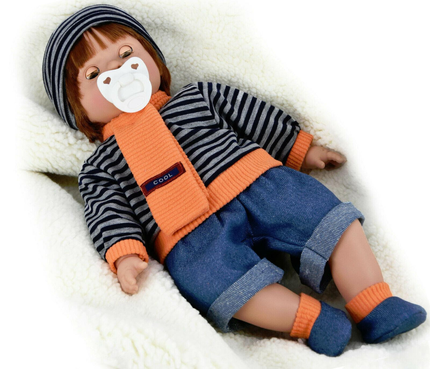18" Sleeping Ginger Boy Dolls with Dummy & Sounds by BiBi Doll - UKBuyZone