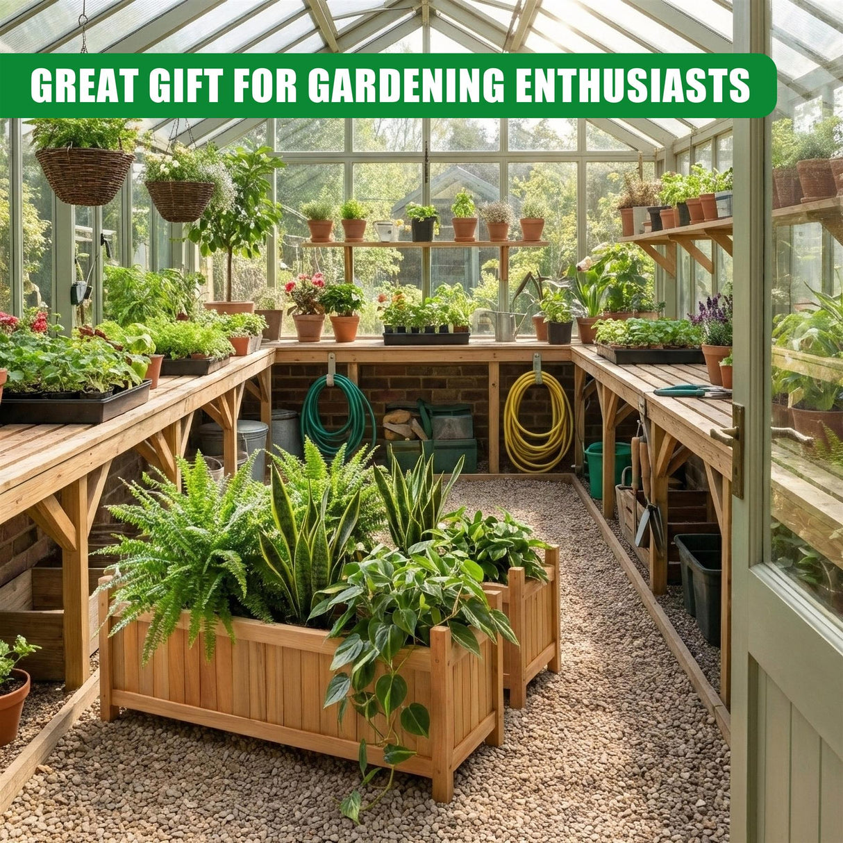 Wooden Large Rectangular Planters 2 Pack