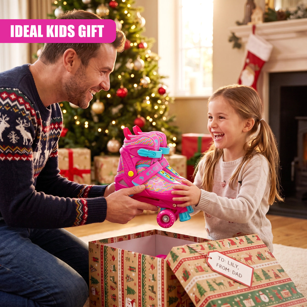 Pink Kids Adjustable Roller Skates