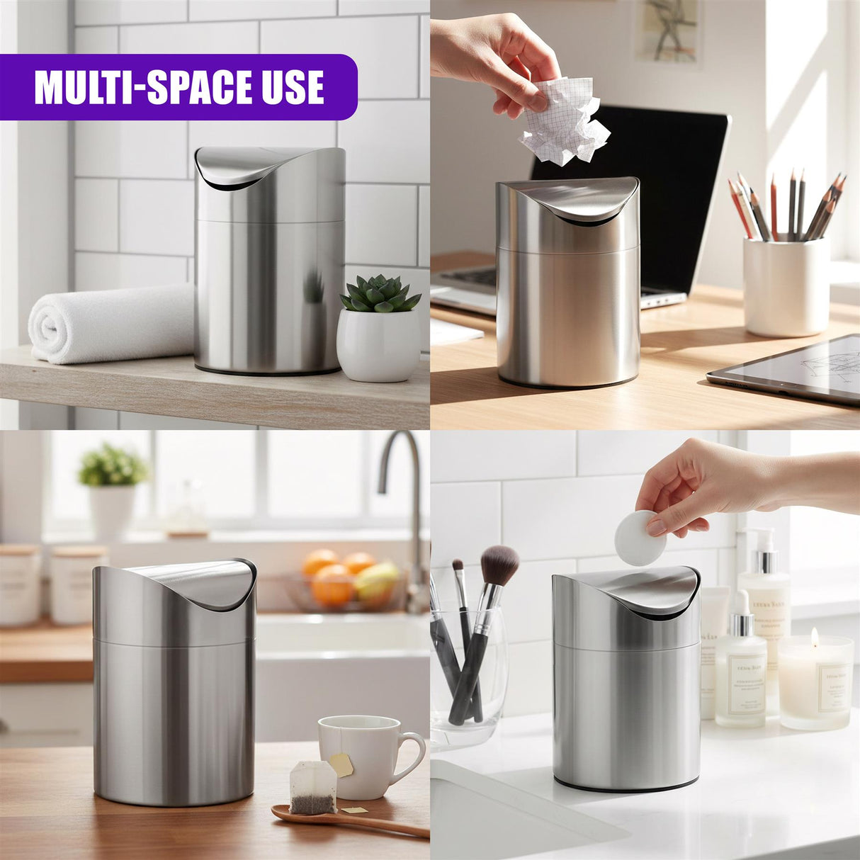 Stainless Steel Mini Swing Bin 1.5 L