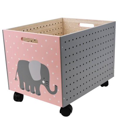 Elephant Design Kids Wooden Storage Chest On Wheels by The Magic Toy Shop - UKBuyZone