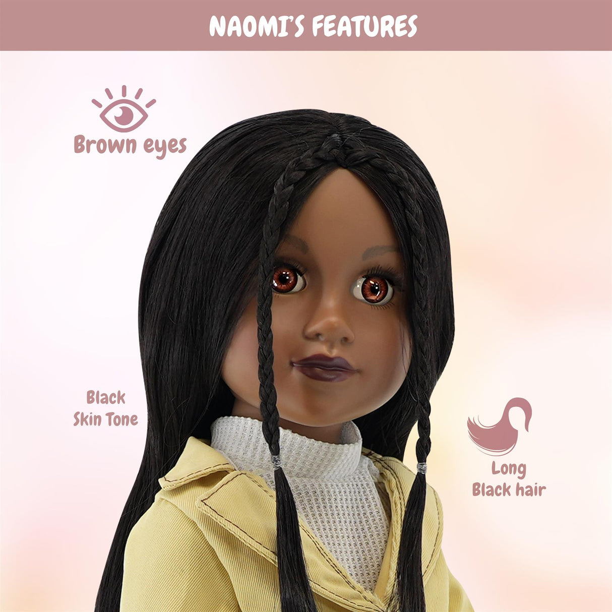 BiBi Fashion Black Doll "NAOMI" (47 cm / 18") by BiBi Doll - UKBuyZone