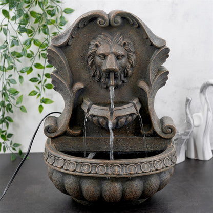 Lion Water Feature With Led Lights by GEEZY - UKBuyZone