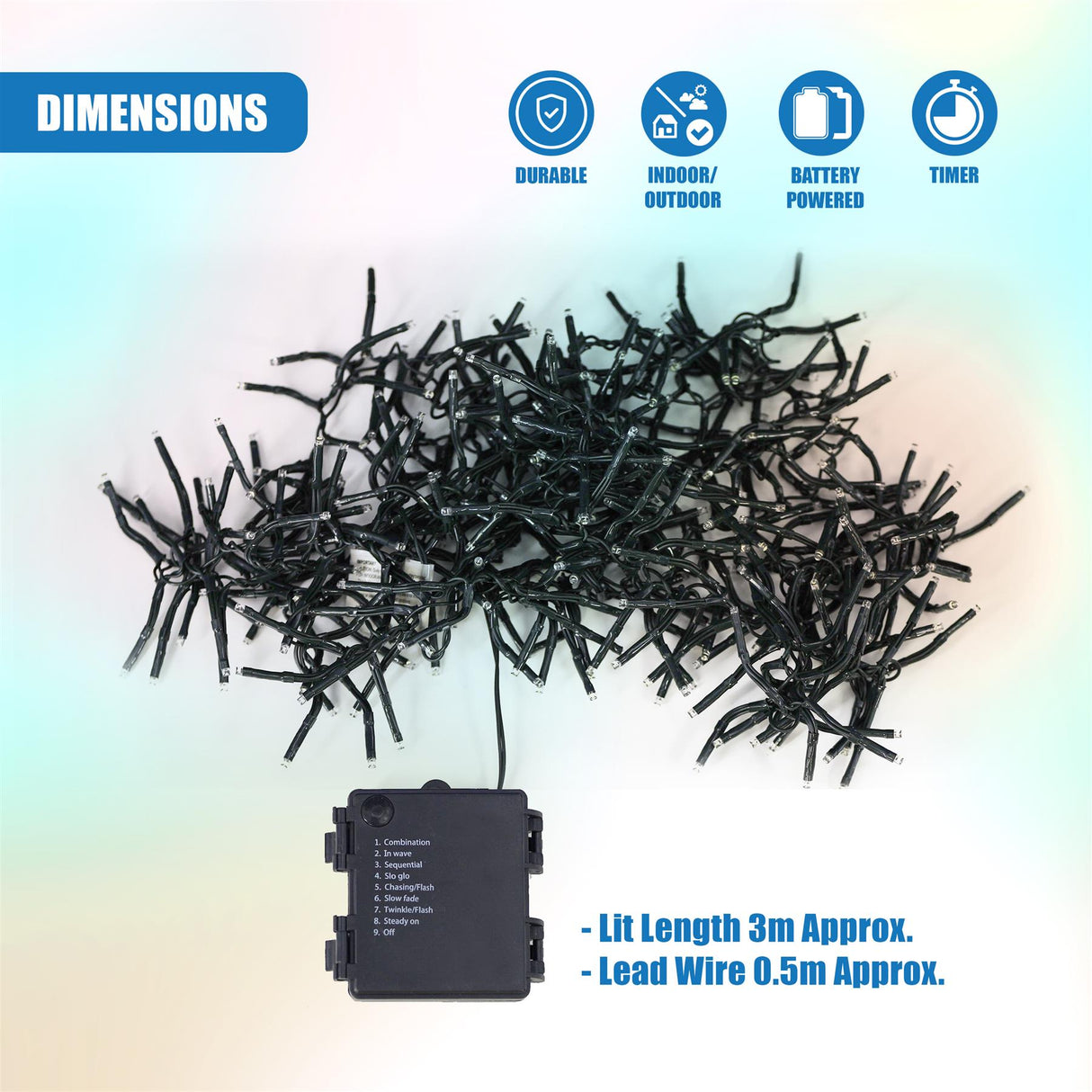 300 LED Cluster Christmas Lights - Cool White