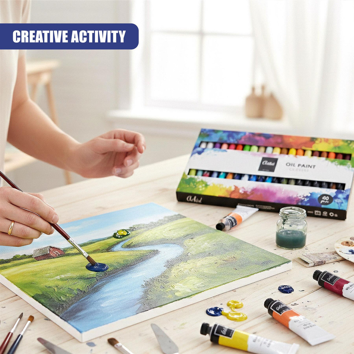 40 Piece Oil Paint Set