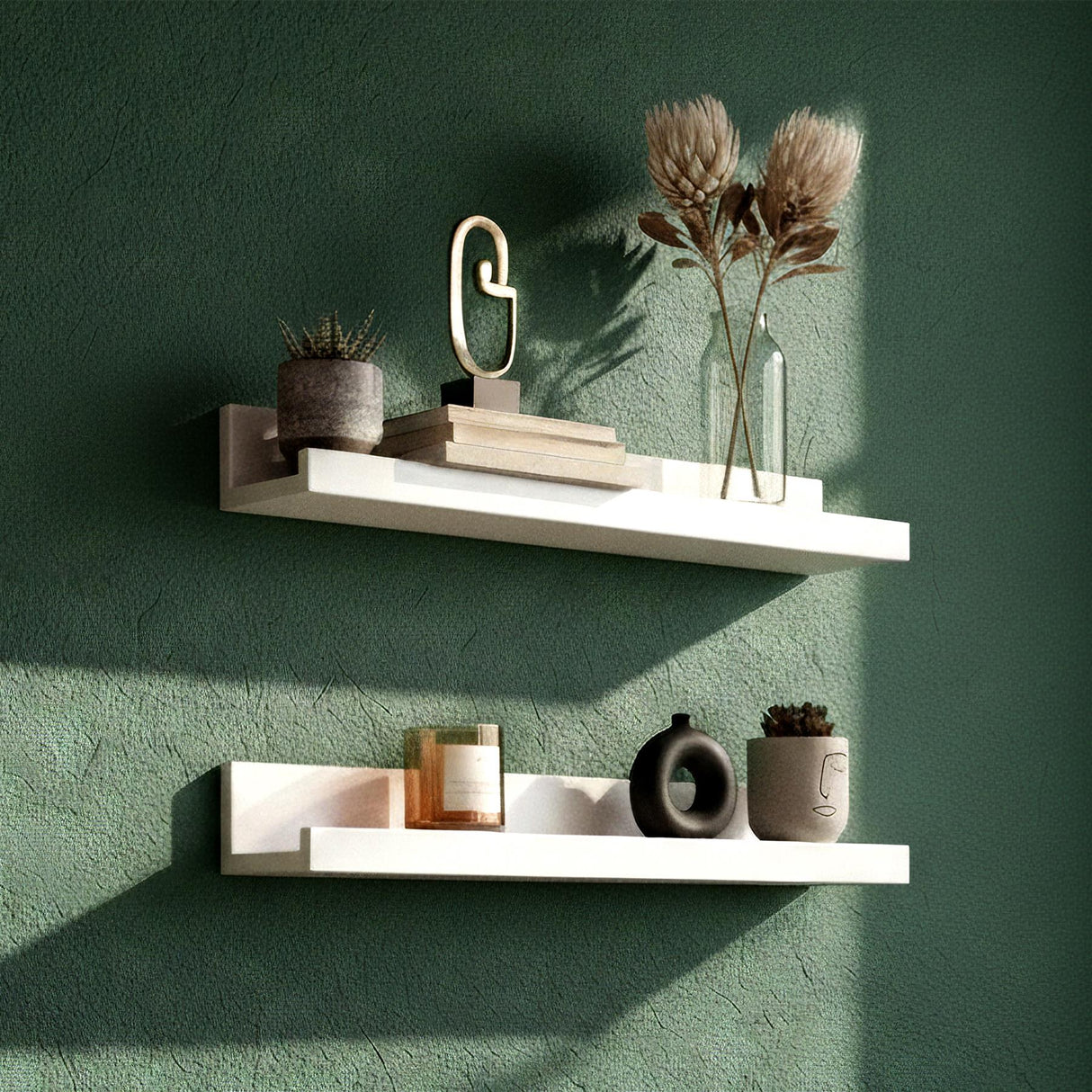 White Wall Hanging Shelf 45 cm Pack 2