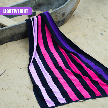 Velour Striped Beach Towel Sunset by GEEZY - UKBuyZone