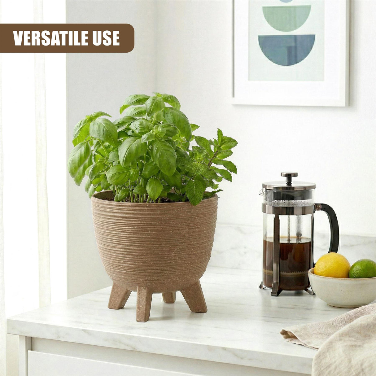 Brown Flower Pot with Legs, 23.6 cm