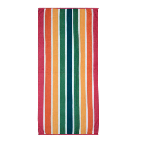 Large Velour Striped Beach Towel (Tropical Burst) by Geezy - UKBuyZone