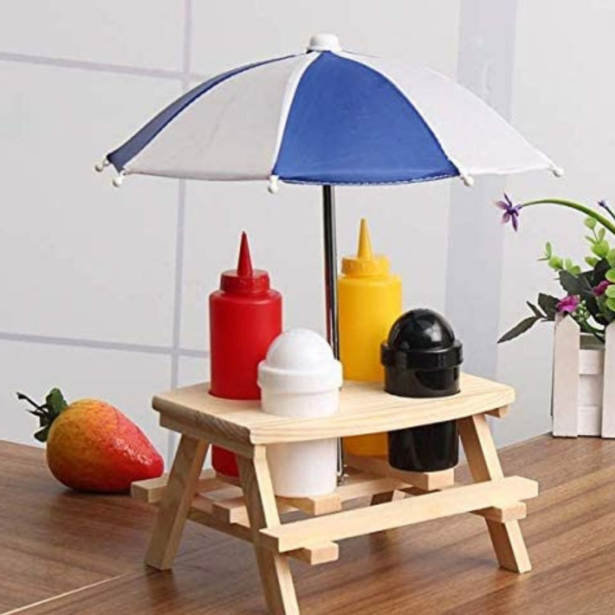 Picnic Table Parasol Condiment Set for Outdoor Picnics and Barbecues ...