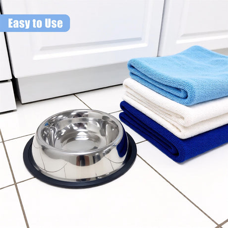 "A stainless steel dog bowl on display." - UKBuyZone