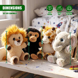 Set of 4 Wild Animal Soft Toys 6.5