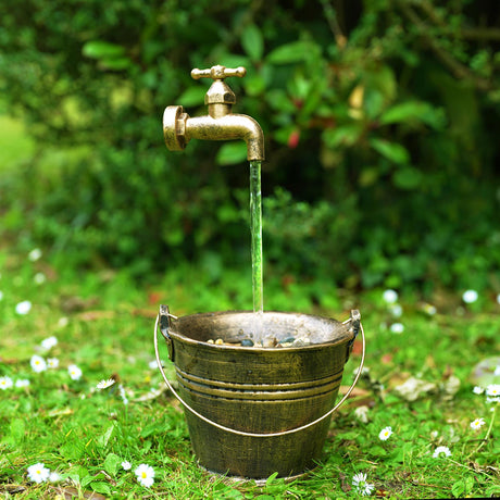 Tap Bucket Solar Water Feature Outdoor With LED by GEEZY - UKBuyZone