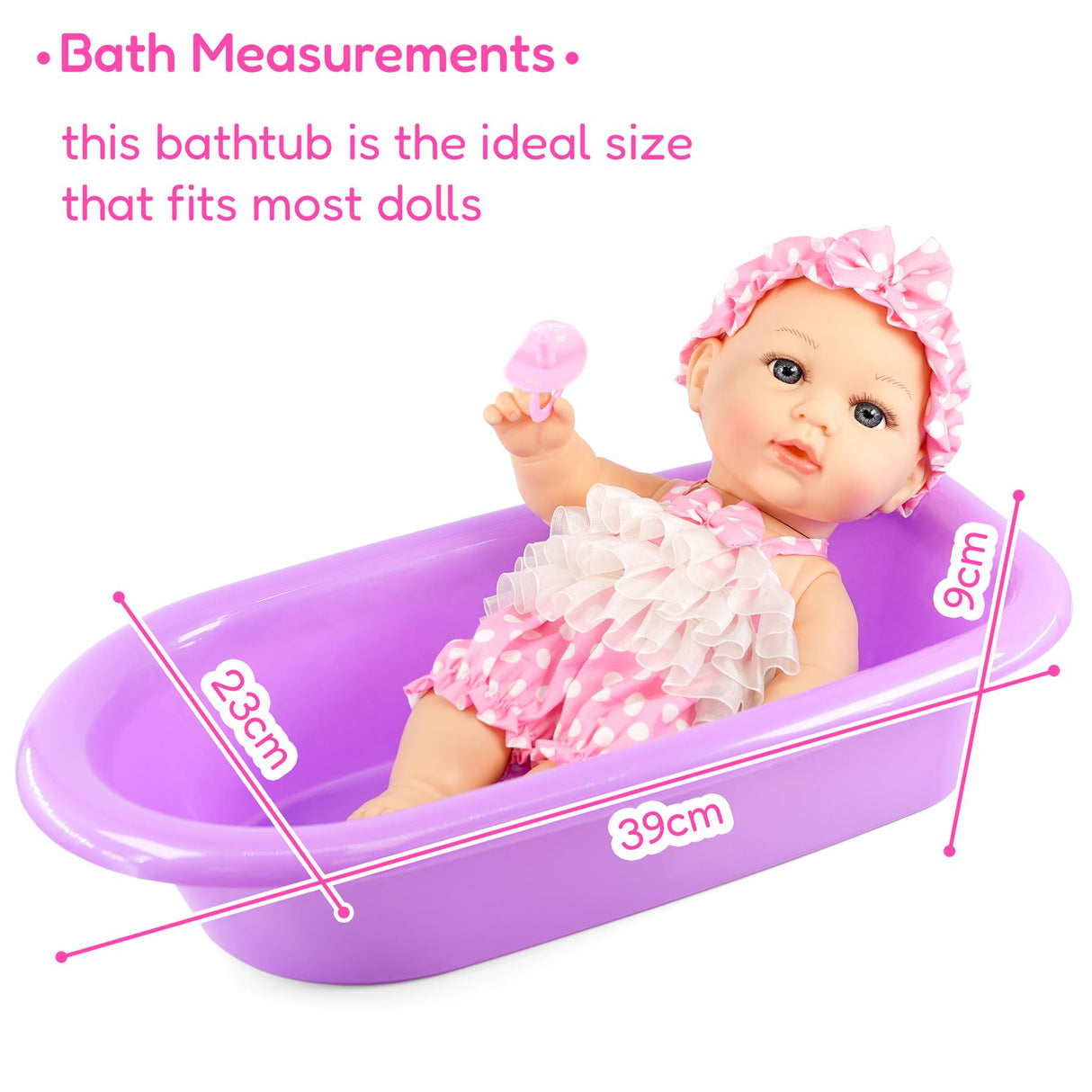 Doll is in a bath tub.