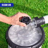 Hand coupling a filtration system component to a visible pool filter basin.