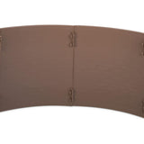 Brown Christmas tree skirt with snap-together panels against a white background