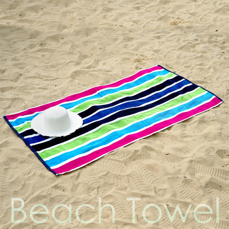 Velour Striped Beach Towel Sanguine by Geezy - UKBuyZone