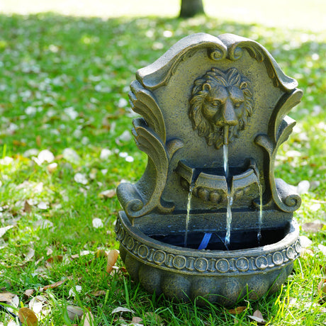 Lion Water Feature Outdoor With LED by GEEZY - UKBuyZone