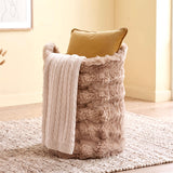 Faux Fur Round Storage Basket