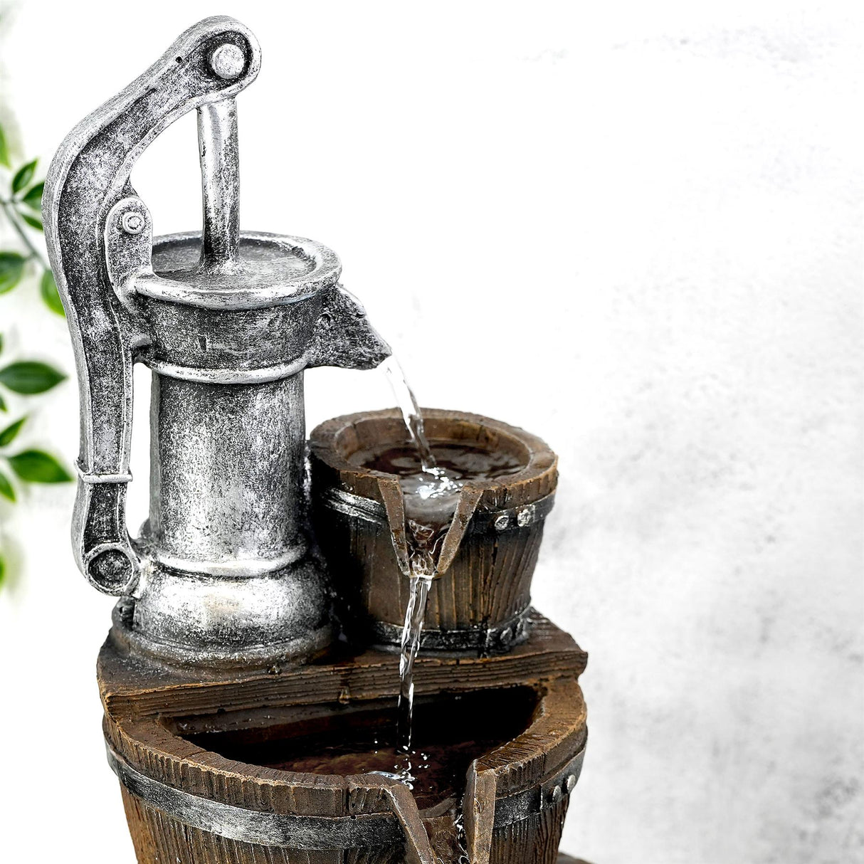 Pump Barrel Water Feature Outdoor With LED by GEEZY - UKBuyZone