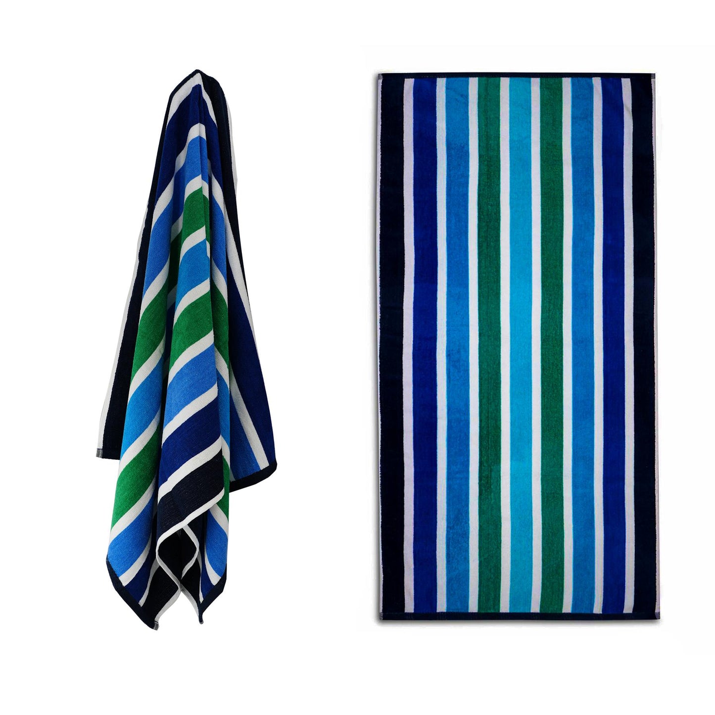 Large Velour Striped Beach Towel (Midnight Oasis) by Geezy - UKBuyZone
