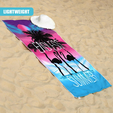 Beach Bath Towel Flamingo Design Microfibre Towel by GEEZY - UKBuyZone