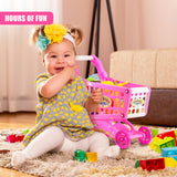 Pink Shopping Trolley Cart Play Food Set by The Magic Toy Shop - UKBuyZone