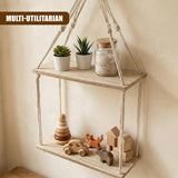 2 Tier Macrame Hanging Wall Shelf