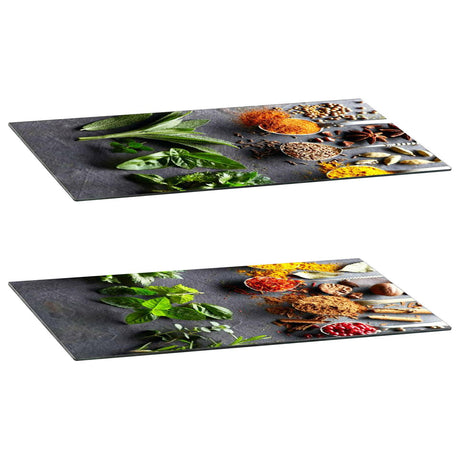 Glass Cutting Boards with Spoon & Herbs Design by Geezy - UKBuyZone