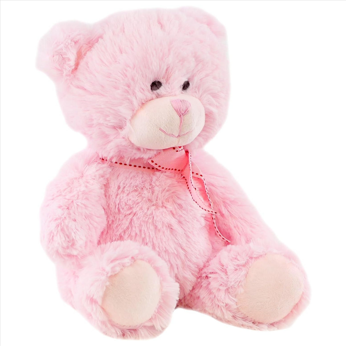 Plush Teddy Bear Pink Soft Toy with Ribbon by The Magic Toy Shop - UKBuyZone