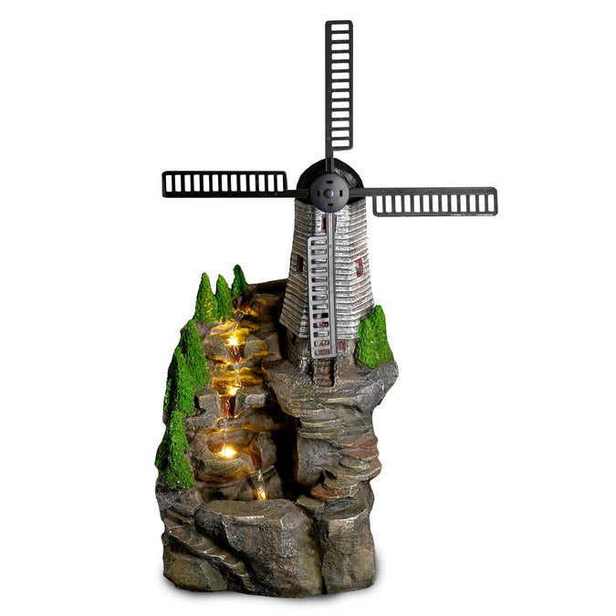 Windmill Water Feature Outdoor With LED - UKBuyZone