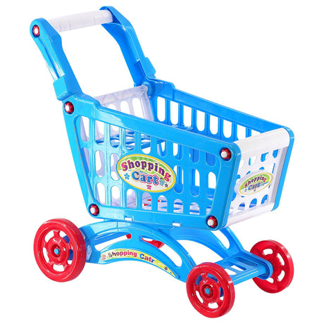 Blue Shopping Trolley Cart Play Food Set by The Magic Toy Shop - UKBuyZone