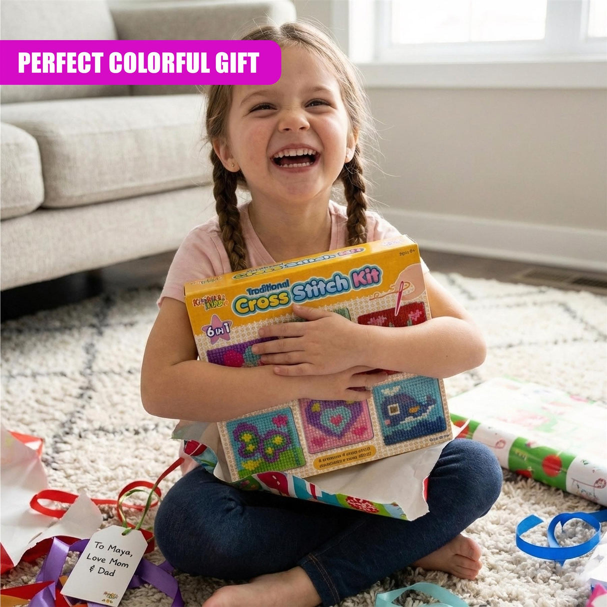 6 in 1 Traditional Cross Stitch Kit for Kids