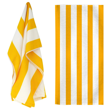 Beach Bath Towel Large Microfibre Orange Striped by GEEZY - UKBuyZone