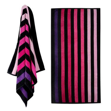 Velour Striped Beach Towel Sunset by GEEZY - UKBuyZone