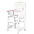 A white high chair with pink trim and a heart patterned design on the seat. It has three steps leading up to it. - UKBuyZone