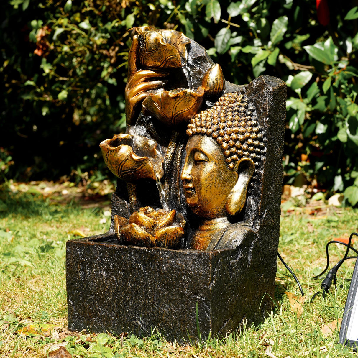 Solar Buddha Head Fountain by Geezy - UKBuyZone