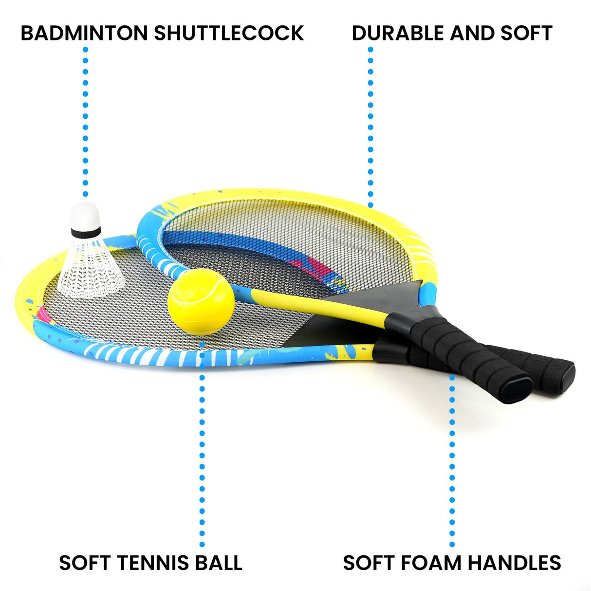 The Magic Toy Shop 2 Player Tennis Set with Ball and Shuttlecock