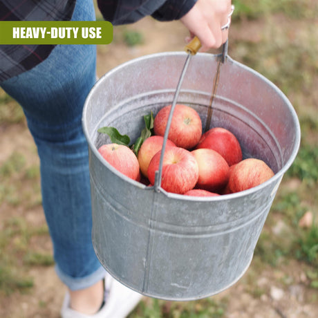 Zinc Bucket With Wooden Holder by Geezy - UKBuyZone
