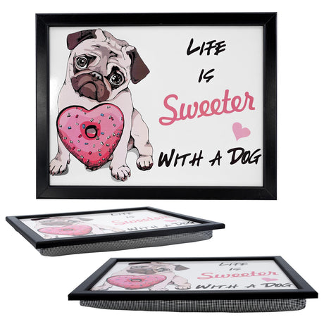 Pug Design lap Tray With Bean Bag Cushion by Geezy - UKBuyZone