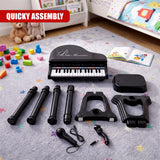Black Electronic Piano With Microphone and Stool