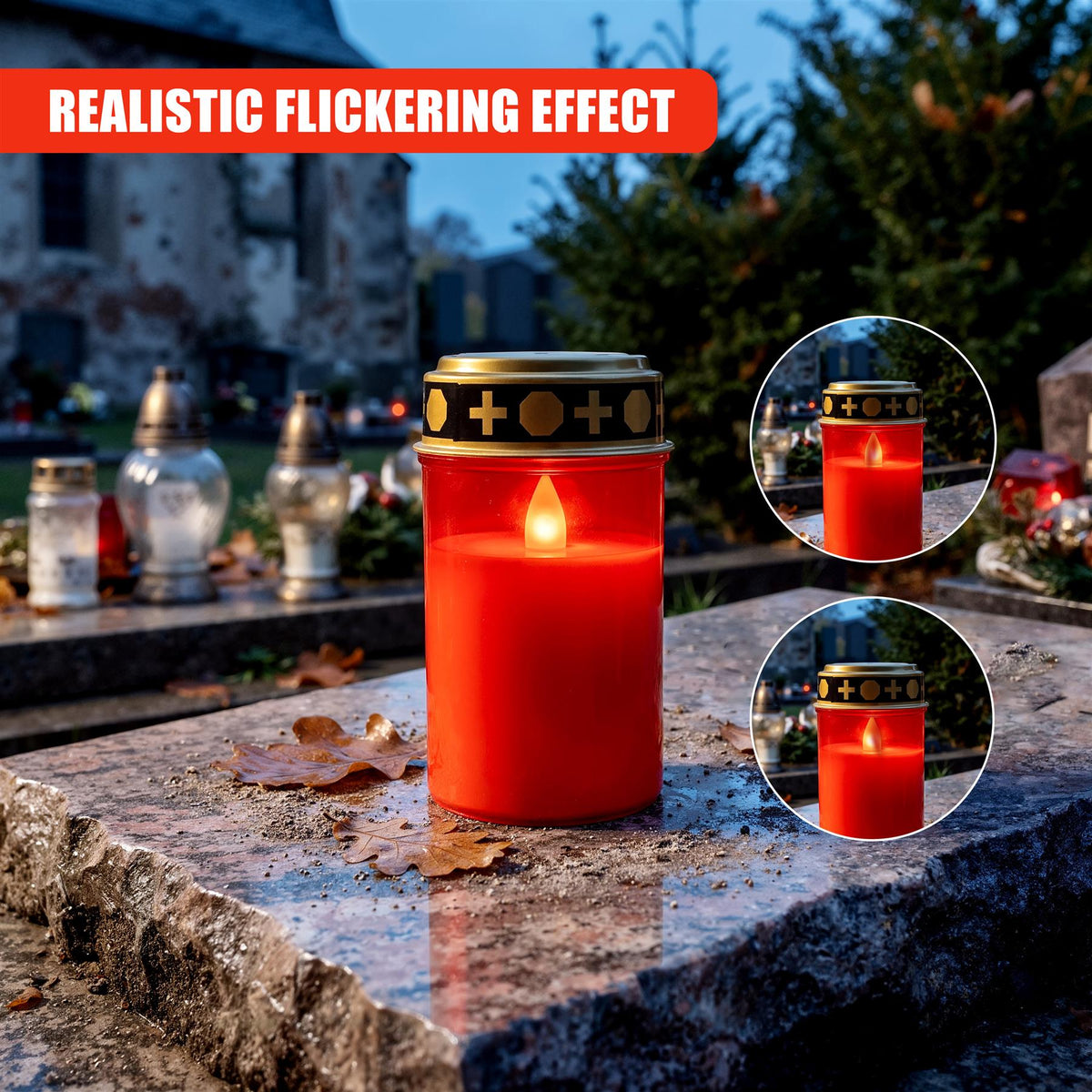 Set of 2 LED Grave Candles