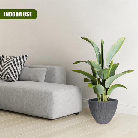 Large Anthracite Round Indoor Outdoor Flower Pot by GEEZY - UKBuyZone