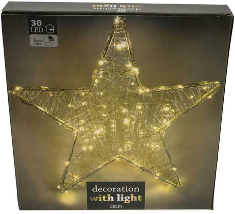 Pre-Lit Led Christmas Star With 30 Warm White Lights & Timer by GEEZY - UKBuyZone