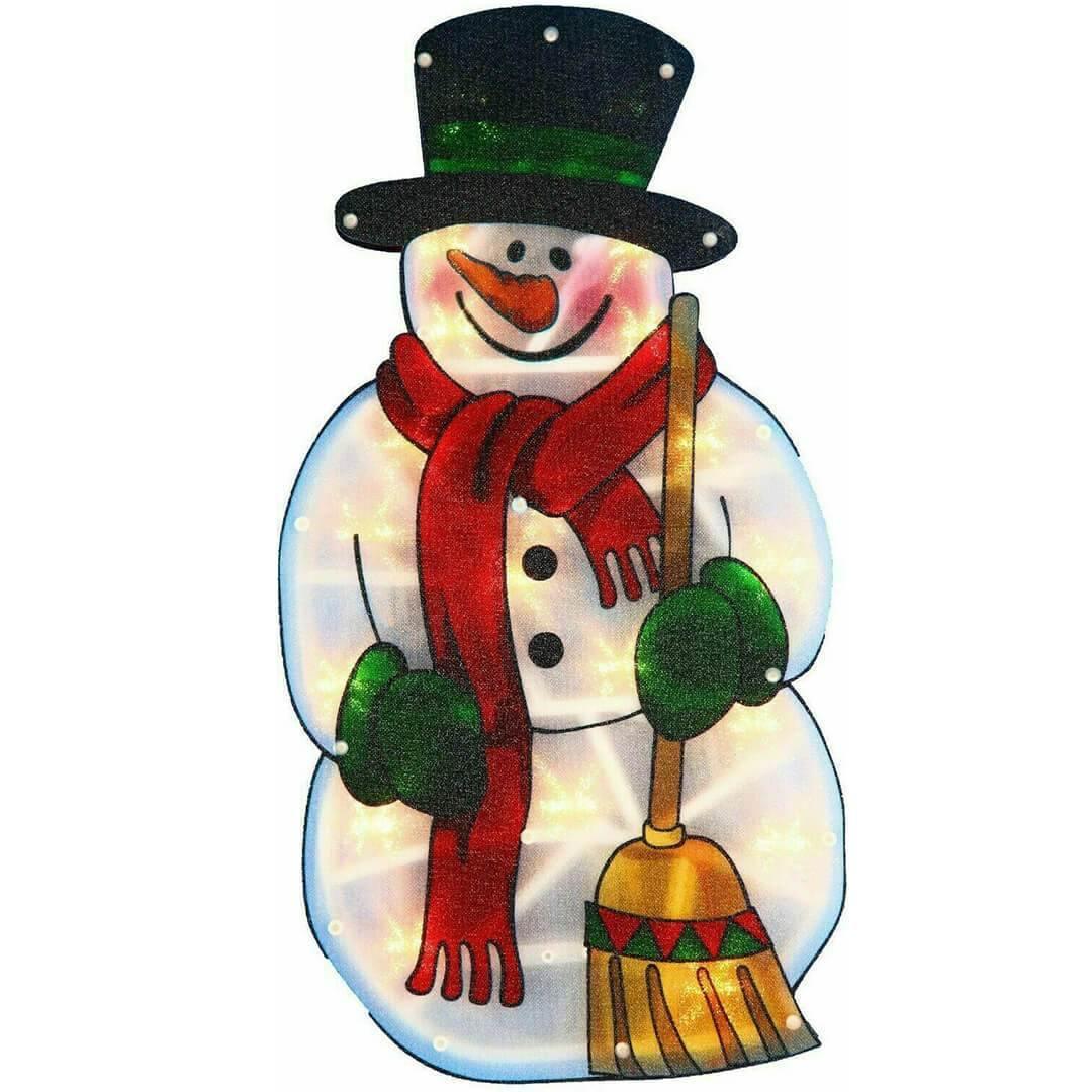 Snowman with Broom Sign Christmas LED Light Silhouette by The Magic Toy Shop - UKBuyZone