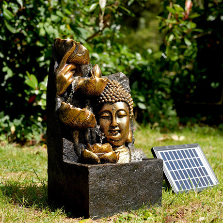 Solar Buddha Head Fountain by Geezy - UKBuyZone